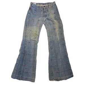 TRUE VINTAGE Casual Corner Patterned Denim Jeans Flare Leg Jrs 13 70's Mod Boho